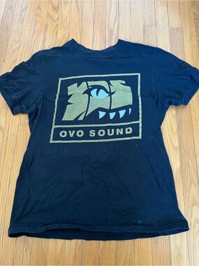 OVO Black T‑Shirt with Gold and Light Blue Graphic